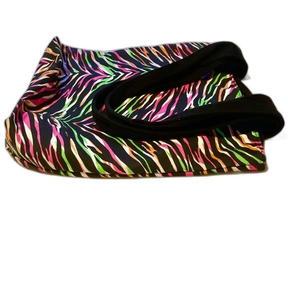 RAINBOW Zebra Canvas Tote Bag Neon Colors 14 x 14 x 4 inches - Picture 4 of 8